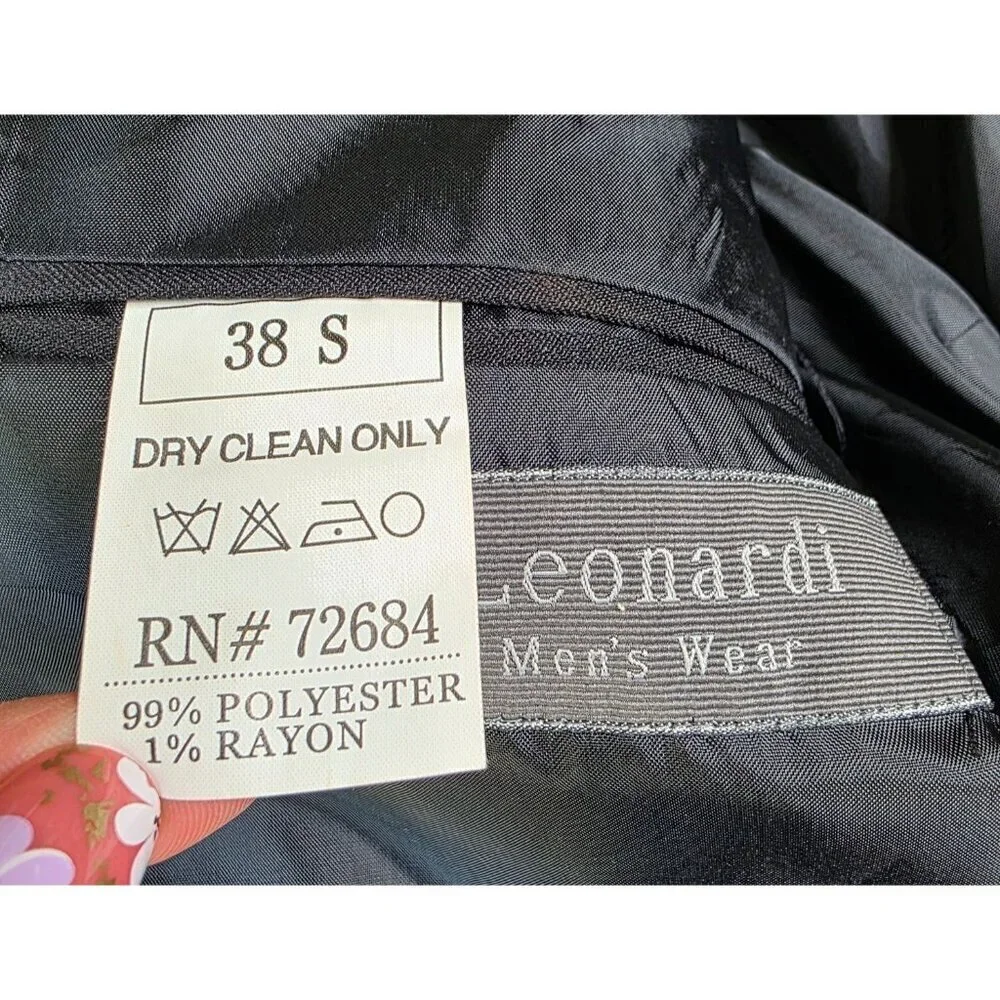 Mens Black Pinstripe Blazer 38S Wool Feel By Burnei Hand Tailored - Picture 5 of 16